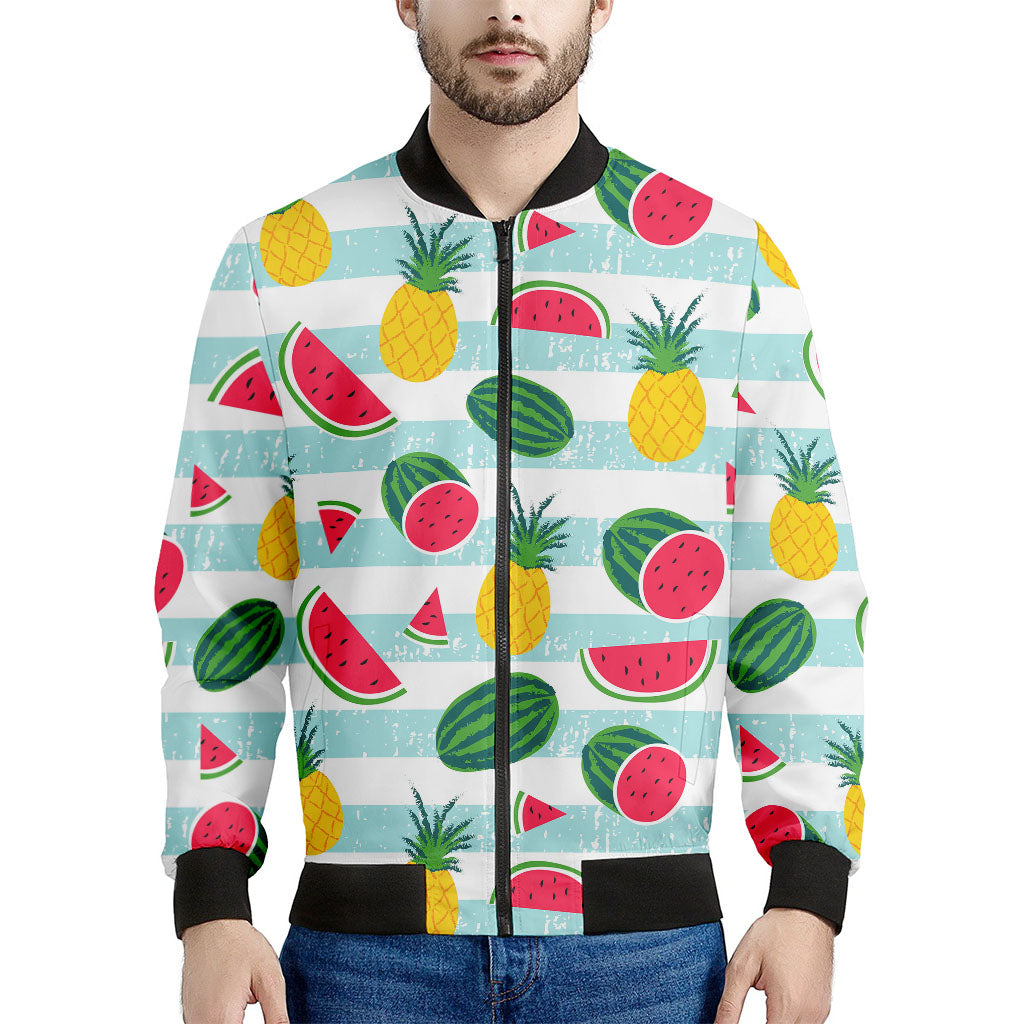 Cute Pineapple Watermelon Pattern Print Men's Bomber Jacket