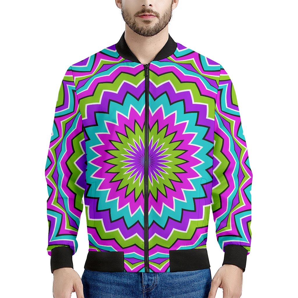 Dizzy Circle Moving Optical Illusion Men's Bomber Jacket