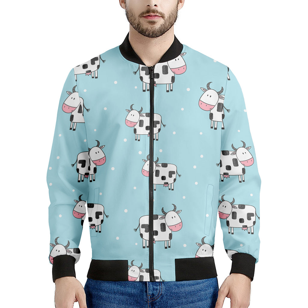 Doodle Cow Pattern Print Men's Bomber Jacket