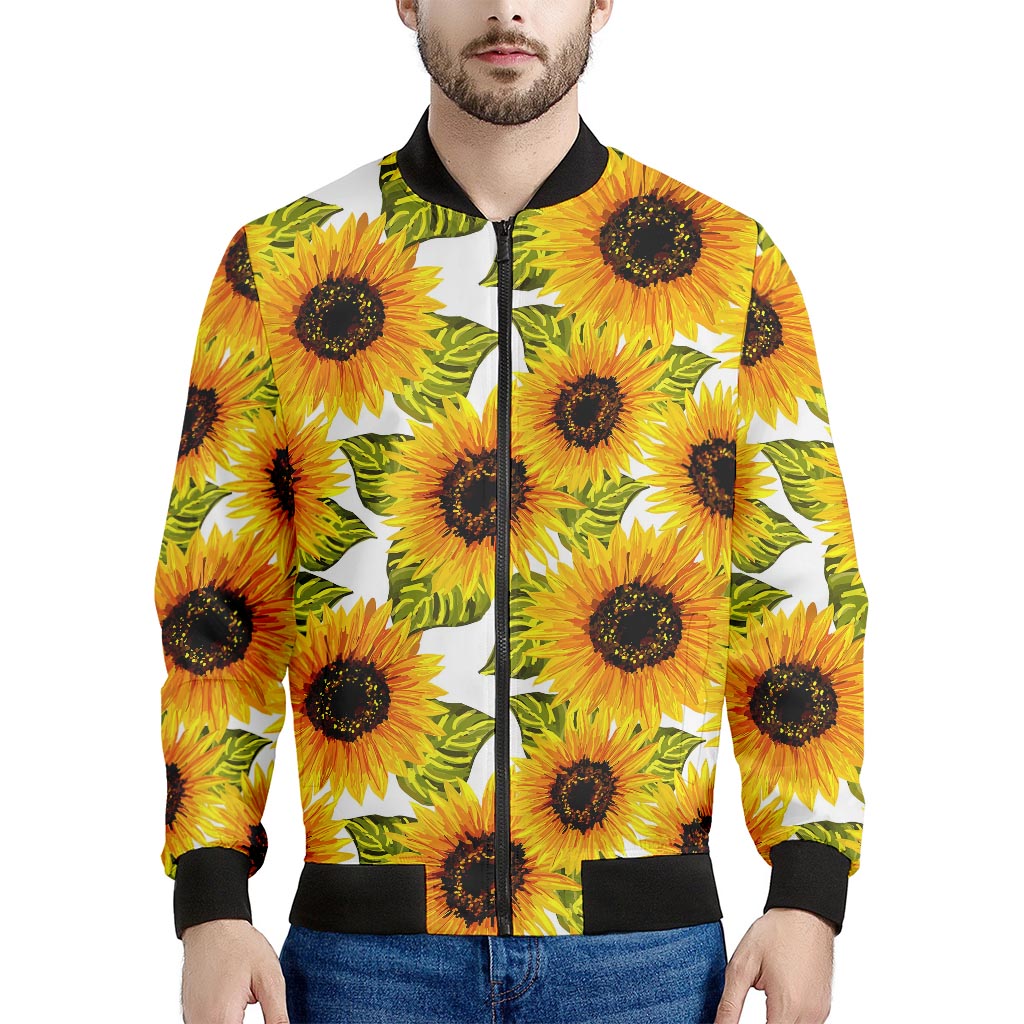 Doodle Sunflower Pattern Print Men's Bomber Jacket