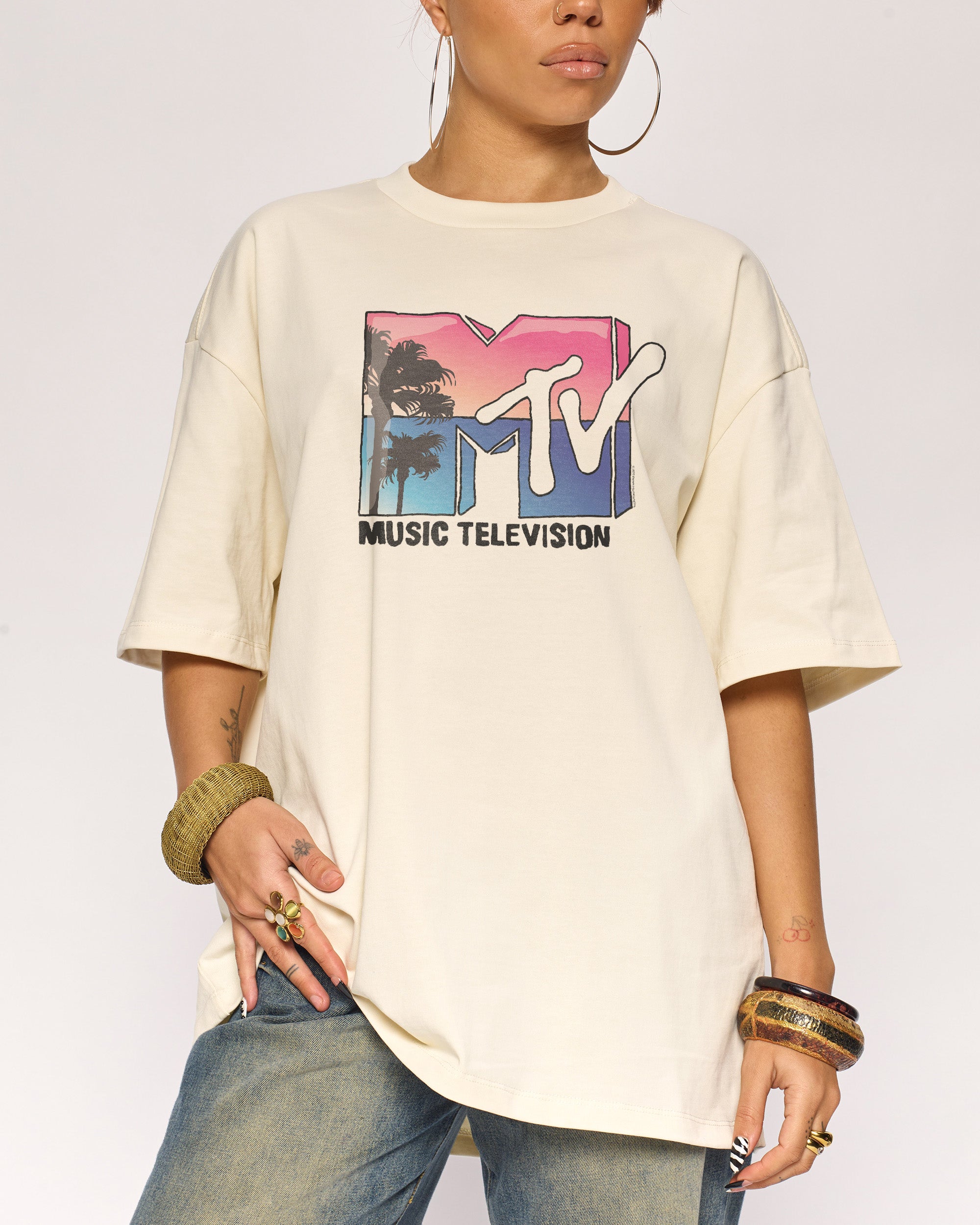 Palm Springs MTV Logo Oversized Tee